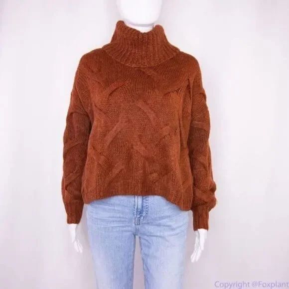 NEW Madewell Somervell Modern Cable Turtleneck Sweater,‎ size XXS